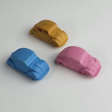 3 Vintage Rubber Volkswagen Beetle Gommes Forme Coccinelle Volkswagen Années 70s