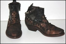 PHILIPPE MORVAN Bottines Boots Cuir Clouté Bronze T 39 TBE