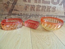 3 coupelles porte savon cristal de Baccarat Bambou Tors rose nécéssaire toilette