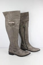 REGARD Bottes cuissardes genoux Cuir gris T 39 bon état