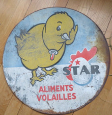 PLAQUE EN TOLE Publicitaire LITHO Star aliment pour volailles décors poussin