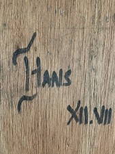 Tableau ancien huile encre portrait d'une femme mono face surréaliste Hans 50