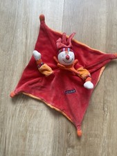 Doudou carré Lutin Clown Fou du Roi Capucin Dragobert rouge orange Moulin Roty