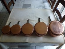 SERIE DE 5 CASSEROLES EN CUIVRE ETAME MADE IN FRANCE