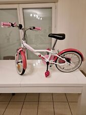 velo fille rose et blanc B-twin 4-6ans/16 pouces