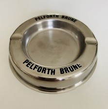 ancien cendrier publicitaire Pelforth Brune En Métal Inox Argenté Bière Ashtray