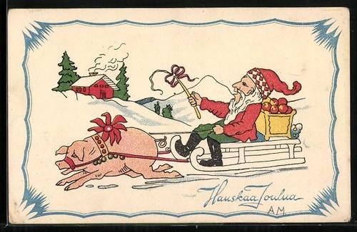 Carte postale cochon - carte,