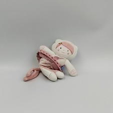 Doudou attache tétine poupée lutin fille rose blanc rayé coeur SUCRE D'ORGE - 32