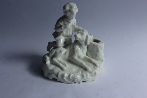 Encrier porcelaine chien