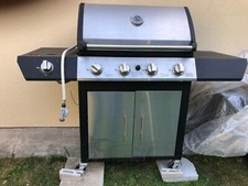 barbecue extérieur à gaz 4 bruleurs gris argenté 