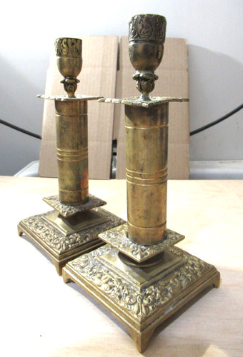 Paire antique bougeoirs - antique, en