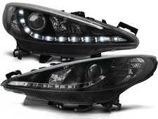 Paire de feux phares pour Peugeot 207 de 2006 à 2012 Daylight LED noir