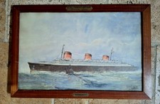 Chromolithographie Paquebot NORMANDIE par Albert Sebille 1935. Affiche Ancienne