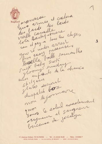 Serge gainsbourg manuscrit - gainsbourg,