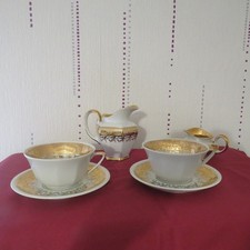 1 tête a tête 2 grandes tasse a déjeuner en  porcelaine de limoges  décor or