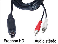 Cable audio stéréo mini-din 9 broches pour Freebox HD vers 2 rca male L=1.5m