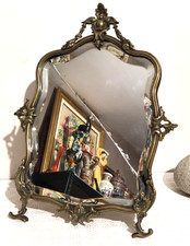 miroir de table ancien en bronze vintage