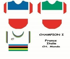 3 maillots stickers pour cyclistes miniatures Maillots de champions cycling