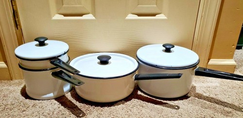 White enamelware with black - with,