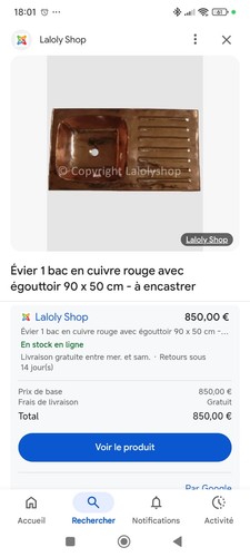 évier cuivre lot objet - en,