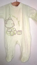 PYJAMA VERT D'EAU EN VELOURS BEBE GARCON OURSON  TAILLE 1 MOIS IDEE CADEAU