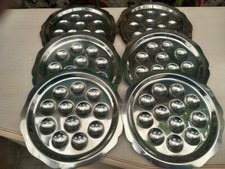 Lot de 6 assiettes à escargots Guy Degrenne en inox à 12 cavités - TBE