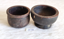 Bol En Bois Ancien Primitif Fait Main Décoratif Collectible 2Pc WN199