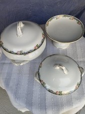 Service Vaisselle Ancien Bas Frise Fleurie Noir Digoin Sarreguemines Vintage...