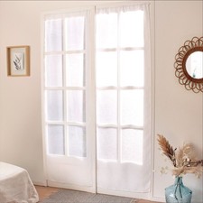 Paire de Voilages Droites "Sablé" 70x220cm Blanc