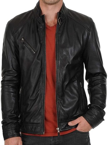 Veste cuir pour homme - en, slim