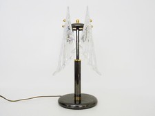 Grande lampe de table à feuillage en verre et métal gris anthracite. Années 80