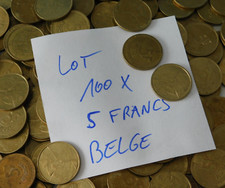 LOT 100 pieces monnaie 5 FRANCS BELGE royaume BELGIQUE roi Baudouin Ier BELGIE