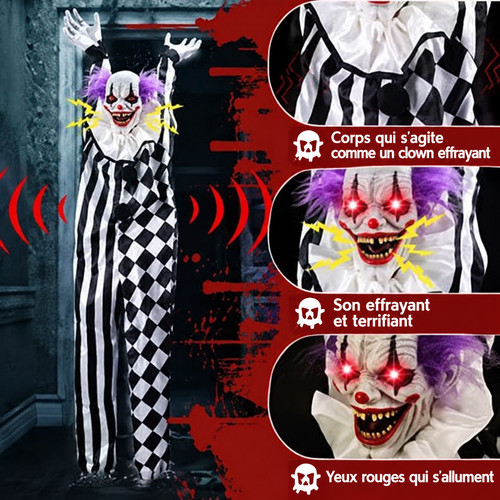 Clown suspendu effrayant 160cm - effrayant,