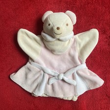 ??NOUNOURS Doudou Marionnette Ours Écru Rose Très Doux Excellent État