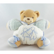 Doudou patapouf ours bleu blanc blue laine enfant KALOO - 2299