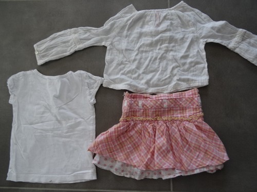 Ensemble jupe rose quadrillé