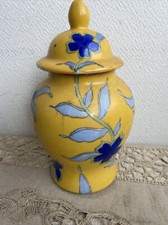 Joli pot A Thé Ou Gingembre Deco Fleur Jaune Bleu Céramique Deco 