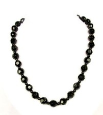 18" faceted black onyx and
