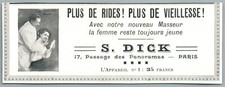 1910 Appareil masseur anti-rides S. Dick Paris Publicité Anti-Wrinkle system Ad