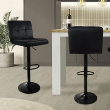 Lot de 2 tabourets de bar rembourrées en velours noir chaise réglable en hauteur