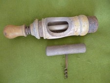 retro-collection ancien bouche bouteille / bouchoneuse en bois + tir bouchon
