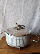 Plat Chauffe-Plat De la Soufflé Pillivuyt Vintage avec couvercle faisan. 