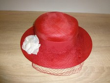 CAPELINE ROUGE CHAPEAU MODELE ADULTE HIPPIE BOHEME CLOCHE MELON BONNET ECHARPE V