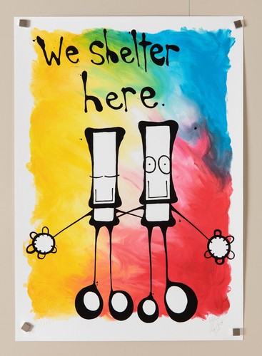 Dog sighs we shelter here - sighs,