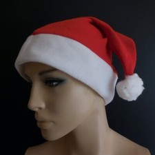 Bonnet Père Noël tissu coton feutrine polyester fête vintage taille adulte N5691