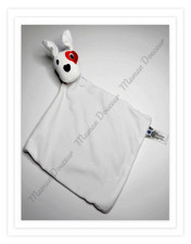 Doudou Plat Chien Blanc Noir