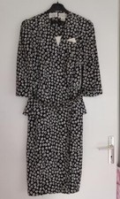 Robe habillée longue noir/blanc T/10 ou 40/42  "Liz Roberts" Vintage"