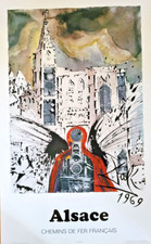 SALVADOR DALI - AFFICHE ORIGINALE - SNCF - ALSACE - 1969 - RARE