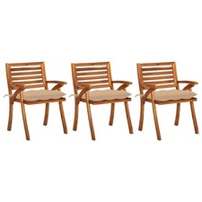 3x Acacia Massif Chaises à