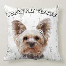 Taie d'oreiller housse de  coussin chien yorkshire 45x45 cm 